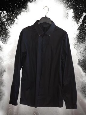 ASOS Men's Black Long-Sleeve Dress Shirt W/ Silver Tack Collar XXL